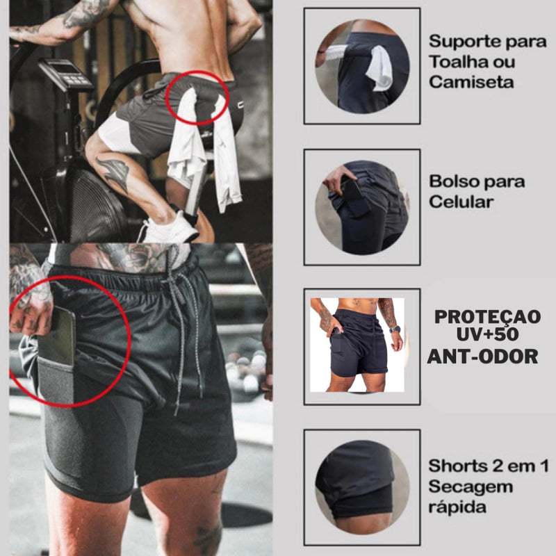 Shorts 2 em 1 Academia